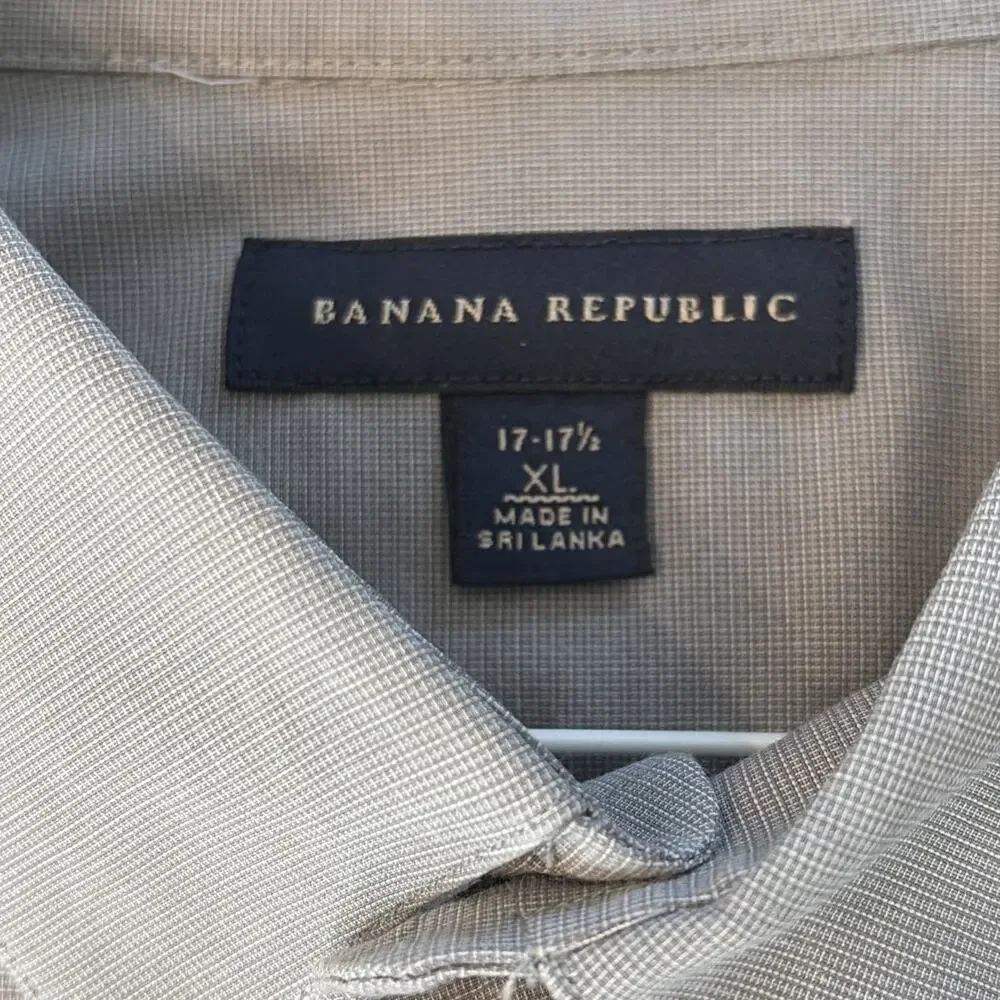 Banana Republic Mens XL Short Sleeve Button Up Utility Shirt Stone Beige Cotton